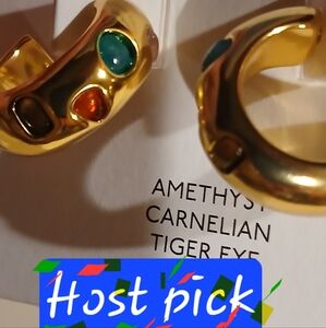 ❤️Madewell❤️Vintage Gold Royal Stone Hoop Earrings 💥💥